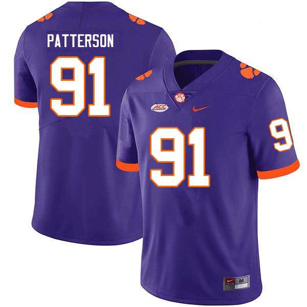 Men #91 Zaire Patterson Clemson Tigers College Football Jerseys Sale-Purple
